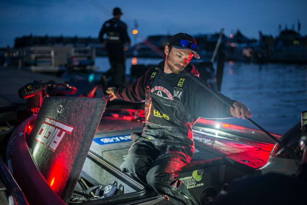 Brandon Palaniuk pulls out his rods for Day 3Ã¢ÂÂ¦ lots and lots of rods. 