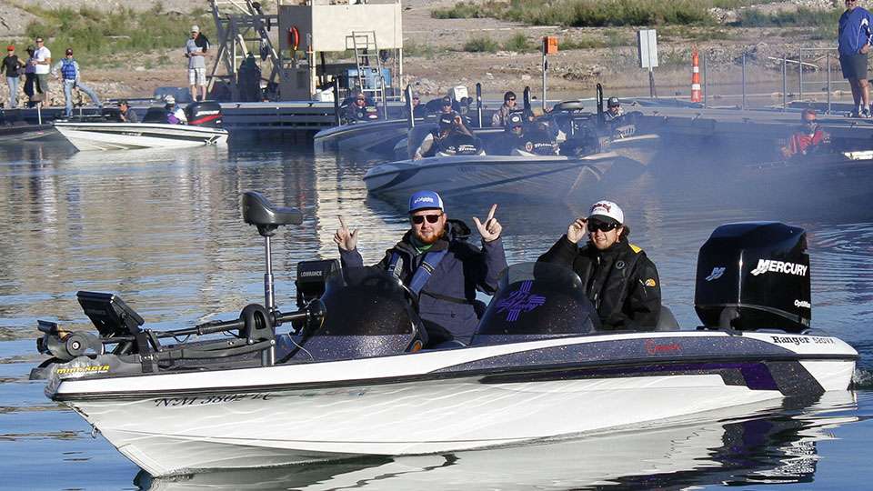 The New Mexico State Aggies come out with guns blazing as they lead the field out of Callville Bay Marina.