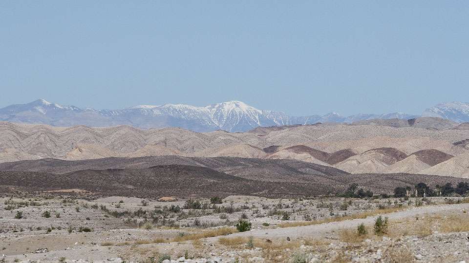 In the background you can see a snow covered Mount Charleston, meanwhile the rest of the Las Vegas/Lake Mead area is desert-like.