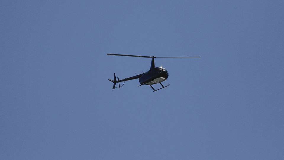 A helicopter flies overhead. There is a lot of air traffic around the Las Vegas/Lake Mead area.