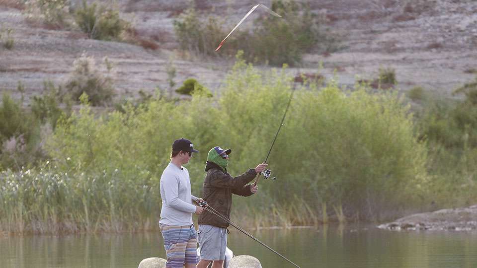 Meanwhile Campbell threw a dropshot around the shallow Lake Mead cover.
