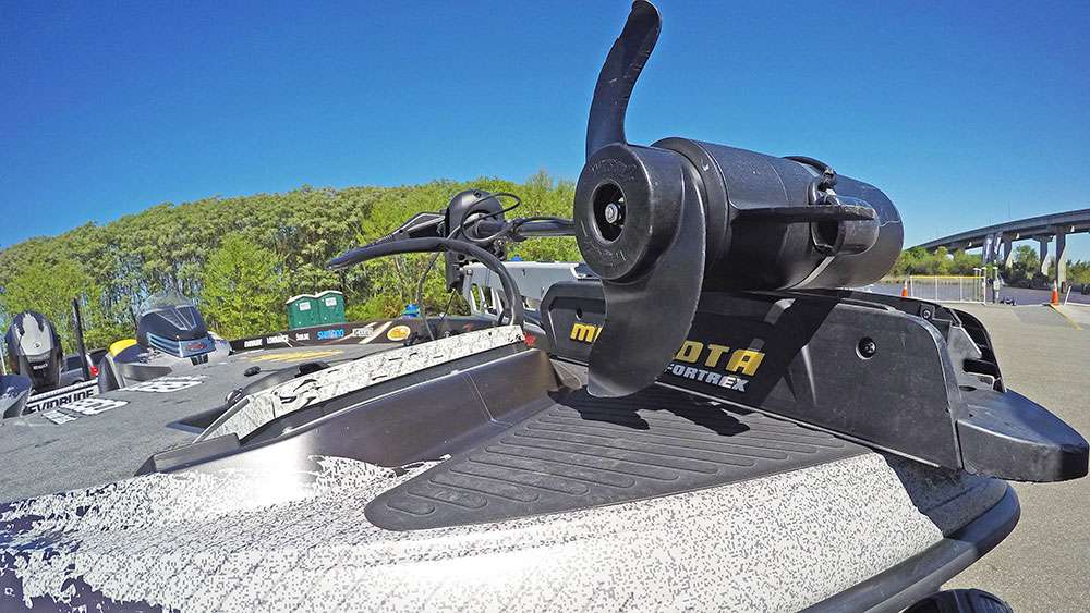 Starting at the bow is his Minn Kota Fortrex 112. An invaluable tool on any bass boat.