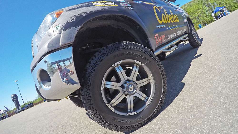 David's Toyota Tundra is outfitted with Dick Cepek tires and custom wheels.