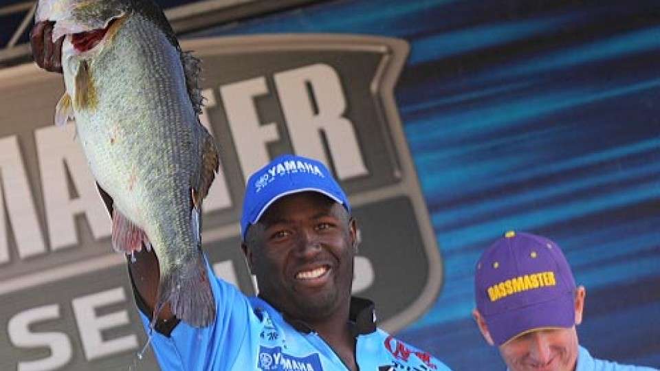 With a 10-15 lunker, Ish Monroe tied for the heaviest bass  ever caught in a Toledo Bend B.A.S.S. contest. Harold Allen landed a 10-15 at the Central Open in 2009.