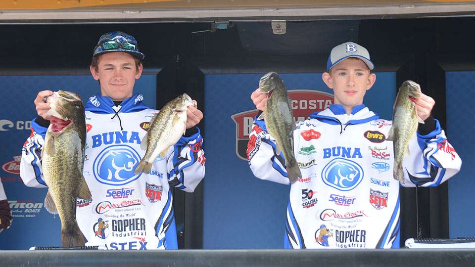 The most recent B.A.S.S. tournament at Toledo Bend was the Costa Bassmaster High School Central Open in March. Logan O'Dell (left) nd Blaine Marks of Texas' Buna High School won that with five bass weighing 17-12.