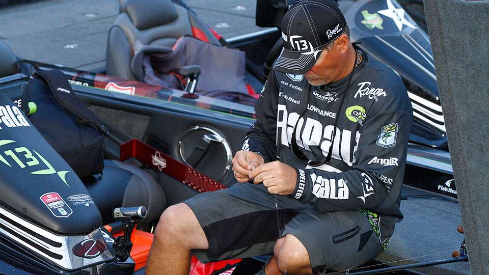Dave Lefebre does too. Most had an early morning focus on tackle. With a chance to win $100,000 and a boat, the anglers wanted to make certain everything was right.
