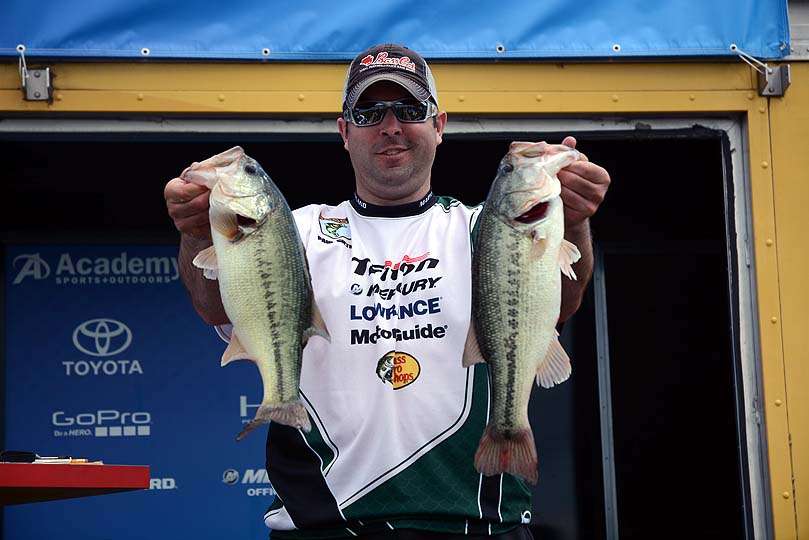 Paul Gietka of Maryland brings in a limit of largemouth. 