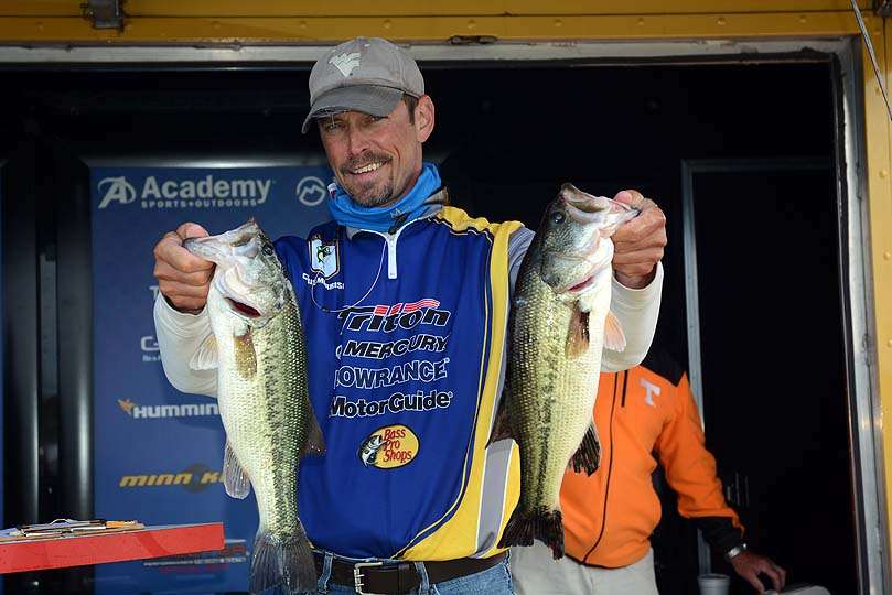 Chris Morrison of West Virginia brings his limit to the scales. 