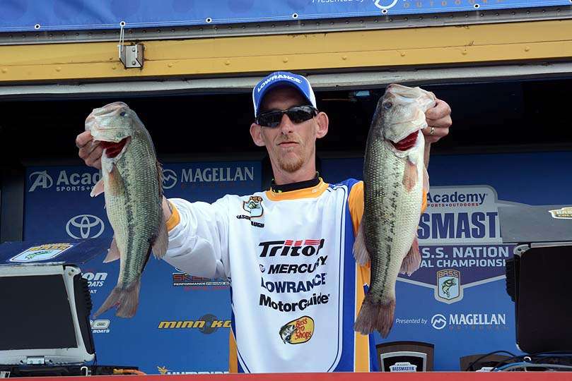 Jason Vaughn of Delaware is third place overall in the tournament with 40 pounds, 12 ounces. He also wins his state title.  