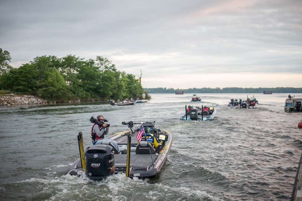  Bobby Lane rolls out behind Casey Ashley as Dave Mercer calls out each anglerÃ¢ÂÂs name. 