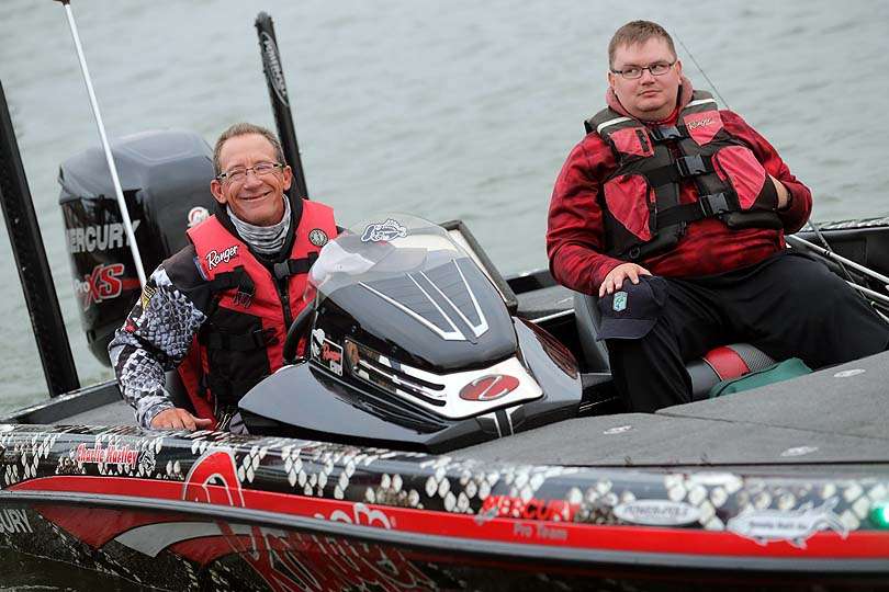 As usual, Charlie Hartley is all smiles, even as one of the final boats to leave the dock. 