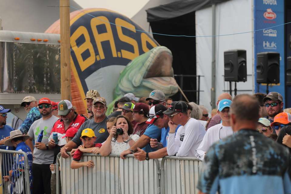 The fans are packed in at Many, La., for the third weigh-in of the A.R.E. Truck Caps Bassmaster Elite at Toledo Bend.