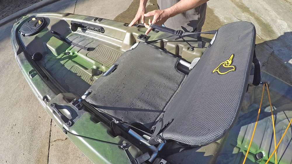 The mesh seat sits on a lightweight aluminum frame that can be adjusted, or removed completely if the situation calls for it. 
