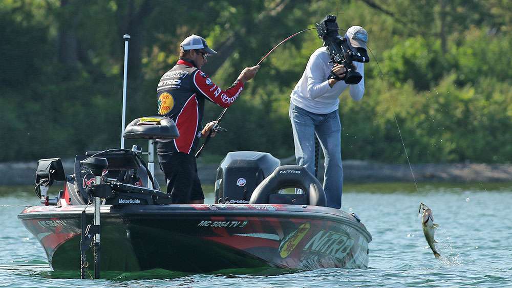 Even though VanDam initially thought this fish was bigger than it was, he gently lifts the fish into the boat.
