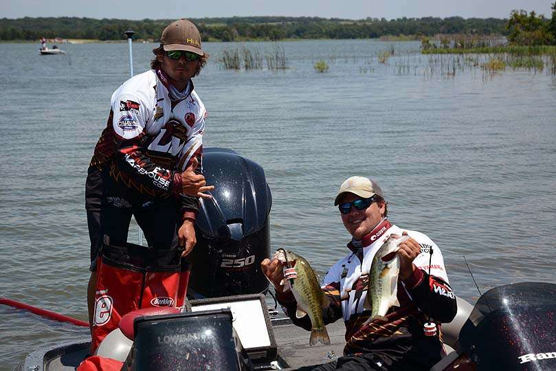 Tyler Craig and Hunter Freeman bag their catch for the University of Louisiana Monroe. 