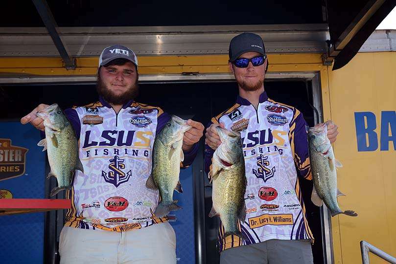 Jared Rascoe and J.P. Kimbrough of LSU Shreveport with their limit weighing 16 pounds, 1 ounce. The team is third place overall in the standings. 