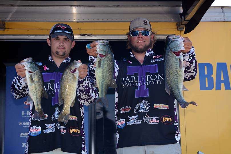 Zach Hurst and Austyn Fowler are fishing for Tarleton State University. The team caught 13 pounds, 6 ounces and is 12th place in the standings. 