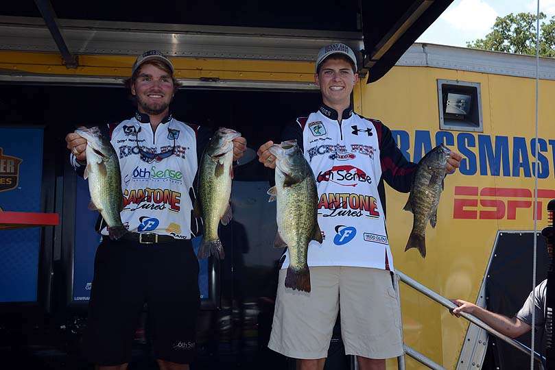 Texas A&M is represented by Tyler Anderson and Josh Bensema. The team caught 13 pounds, 5 ounces and is in 13th place. 