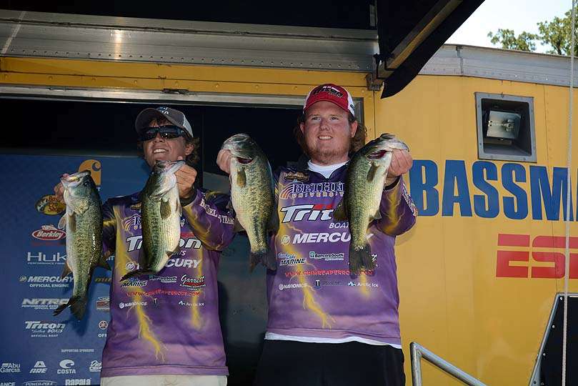 Ricky Harris and Ty Dyer of Bethel University have 12 pounds, 14 ounces. The team is 10th place in the standings.  
