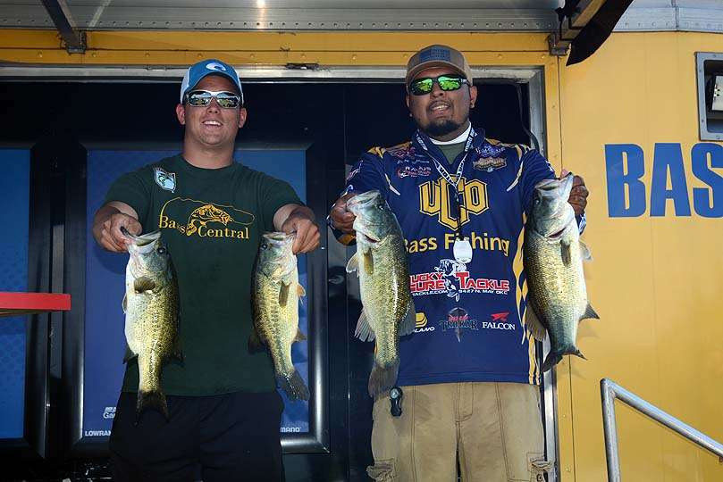Andrew Madison and Jose Palma of the University of Central Oklahoma have 13 pounds, 13 ounces. The team is 11th place in the tournament.  