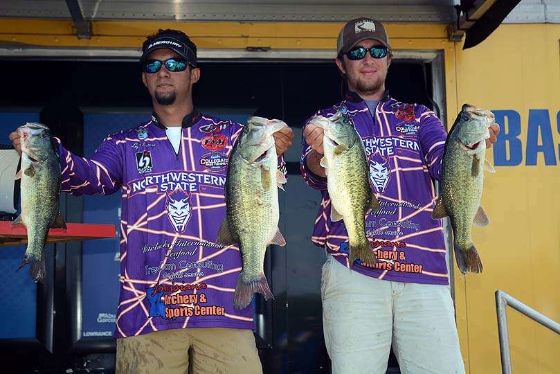 Aaron Belgard and Logan Laprarie continue their strong run in the tournament with a limit weighing 28-11. The Northwestern State University team is fifth place going into Day 3. 
