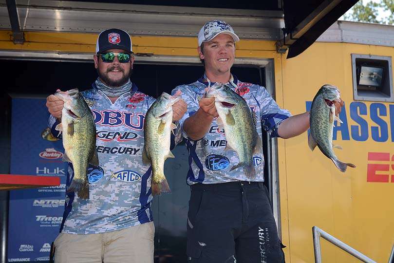 Trent Newman and Nathan Wood are fishing for Dallas Baptist University. The team is 14th place with 24-12