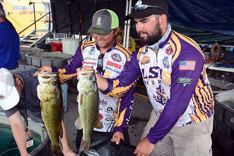 J.P. Kimbrough and Jared Rascoe of LSU Shreveport had a good day on Lake Murray. Those bass helped the team finish second with 46 pounds, 11 ounces. 