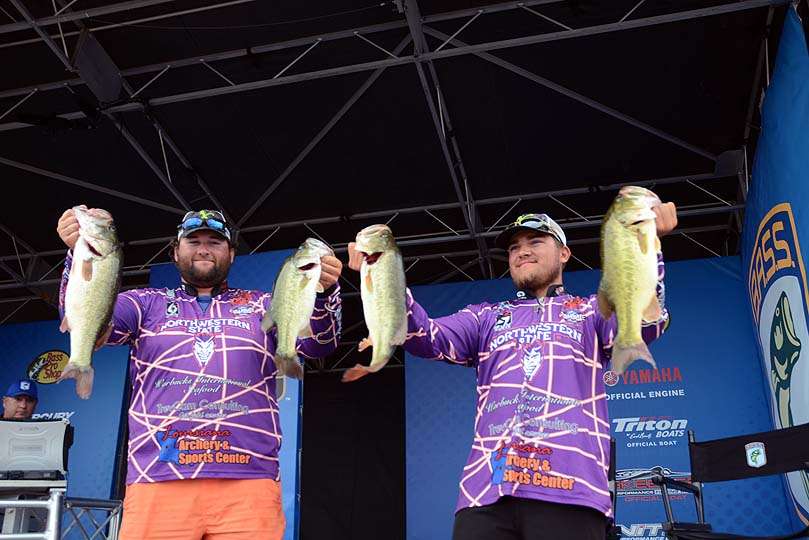 Ledet and Cooper with bass from their limit weighing 18-1. 