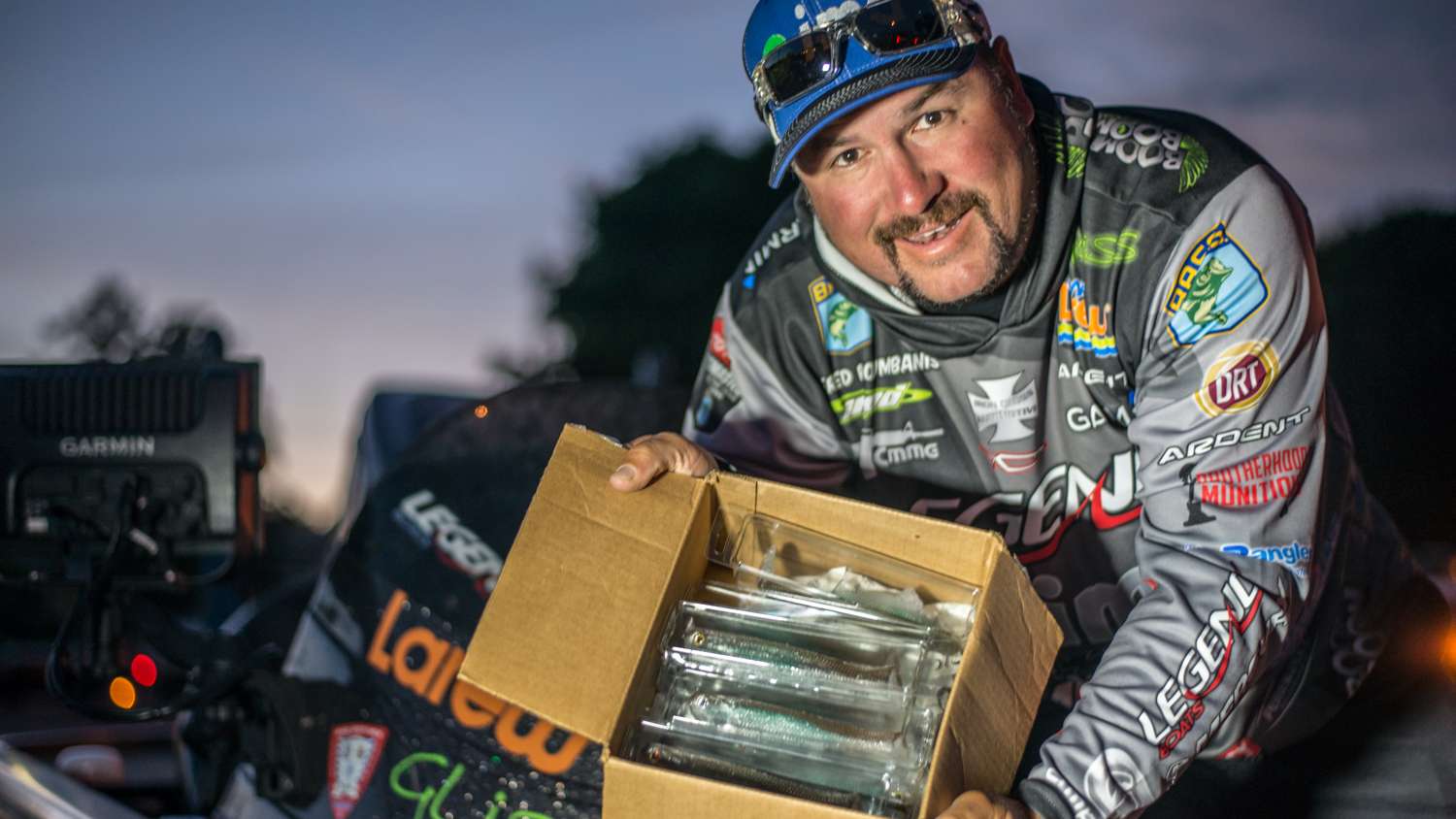 Fred Roumbanis shows off some of his new swim baits. 