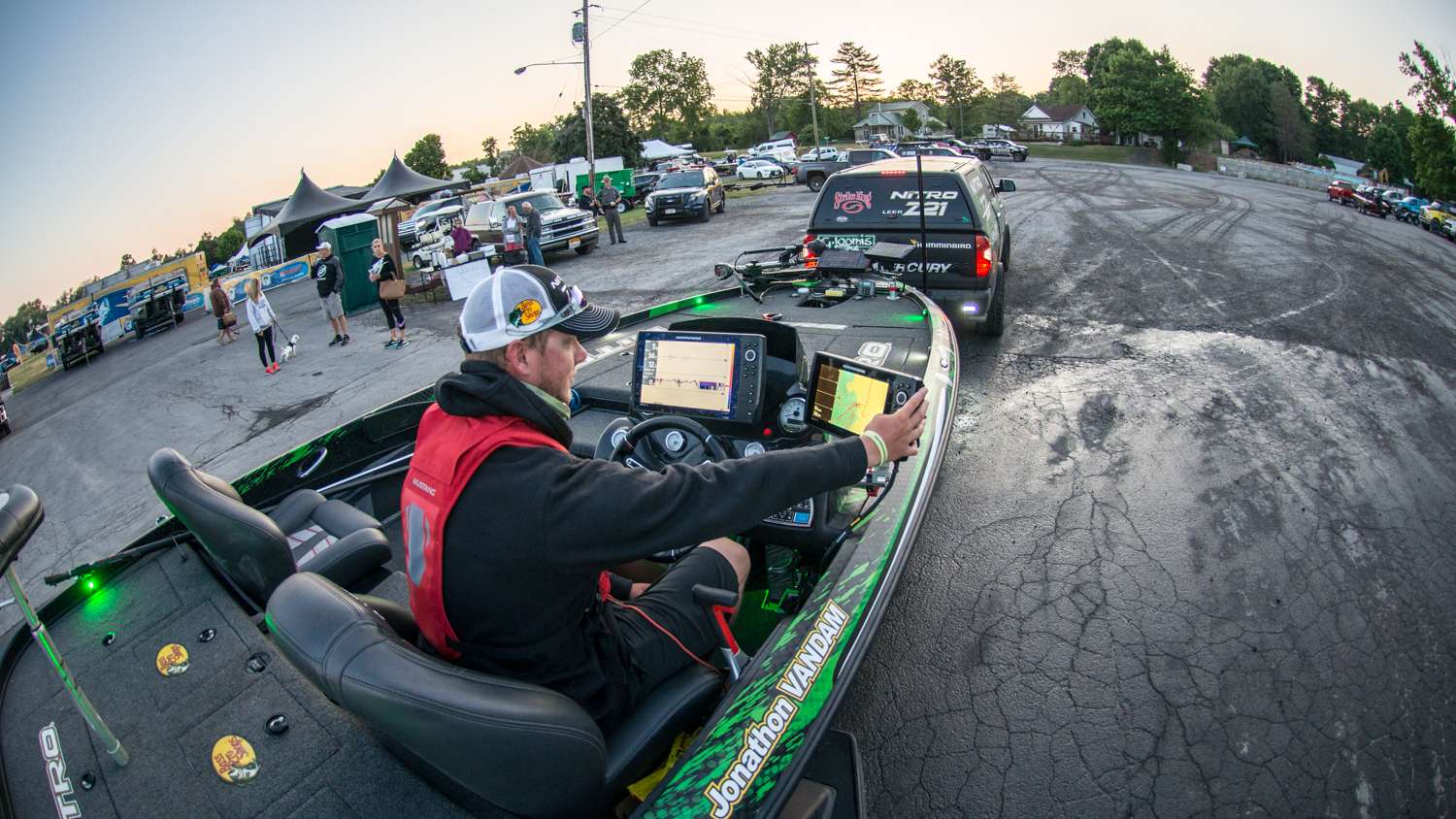Jonathan VanDam launched next, while dialing in his first fishing spot of the day. 