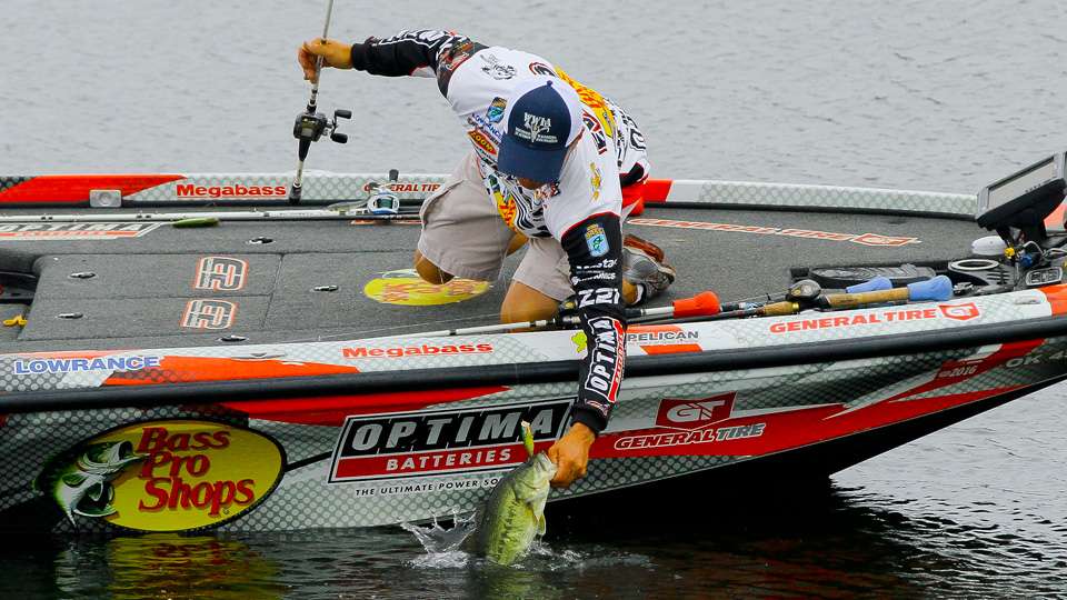 Evers quickly put the fish in the boat...