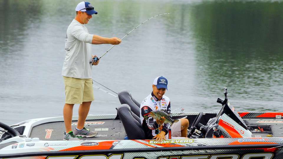 Each team was allowed to weigh three fish, only one of which could be caught by the Elite Series angler. 