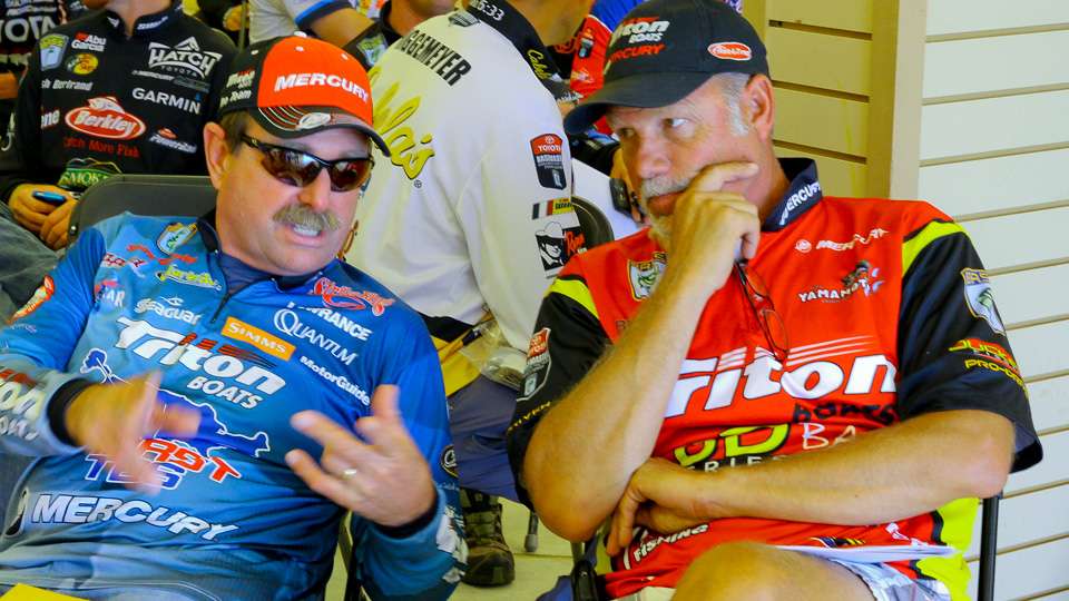 Shaw Grigsby and Boyd Duckett swapped a few fishing stories before the meeting. 