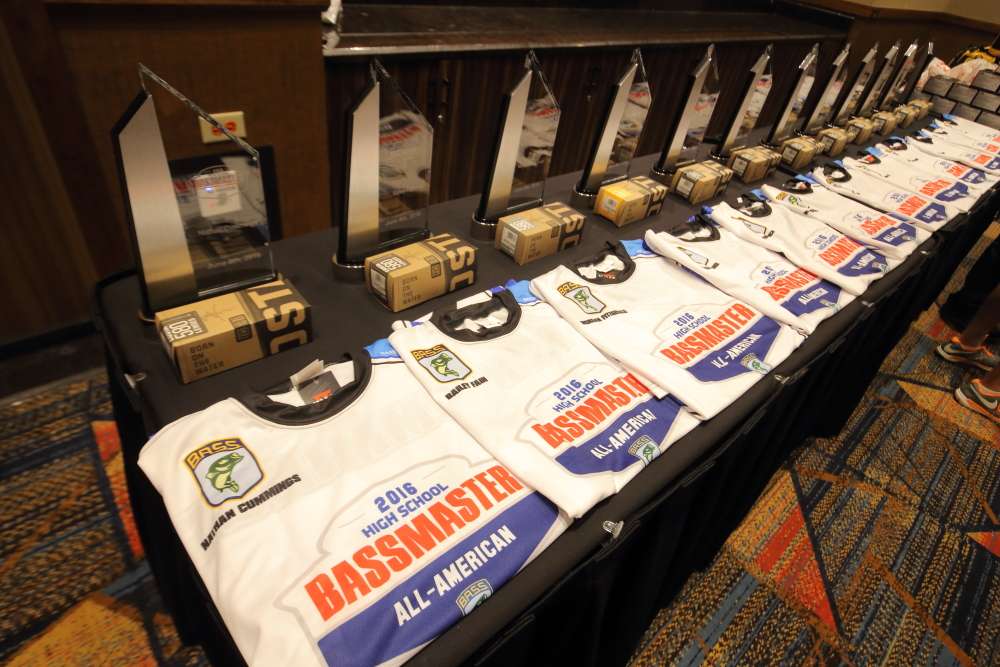 Each Bassmaster High School All-American will receive his own special All-American jersey, a pair of Costa Sunglasses and the 2016 Bassmaster High School All-American trophy.