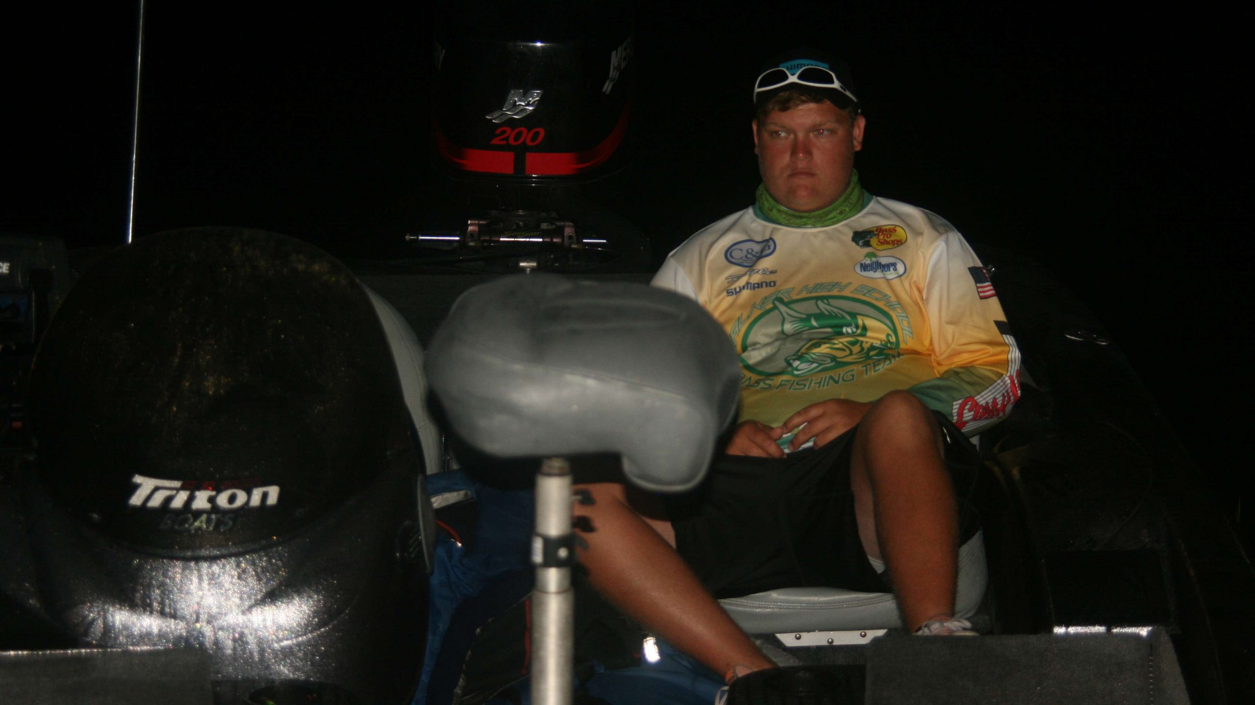 Kyle Lott from Walker (LA) High thinks deeply about the fish he's hoping to catch on Toledo Bend.