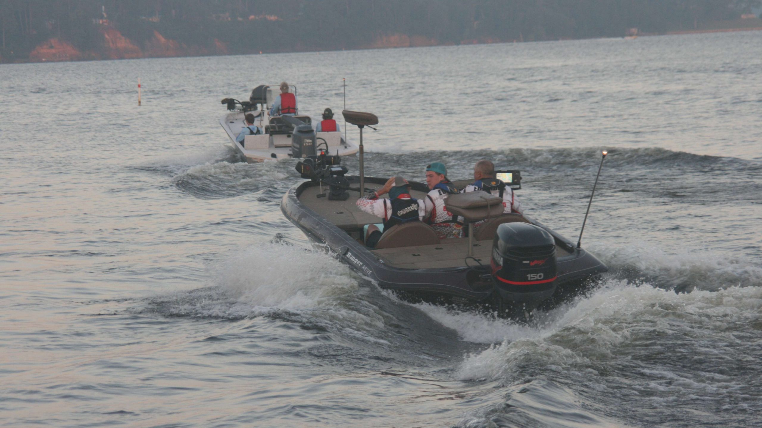 A single file line forms before the anglers zip off into the morning.