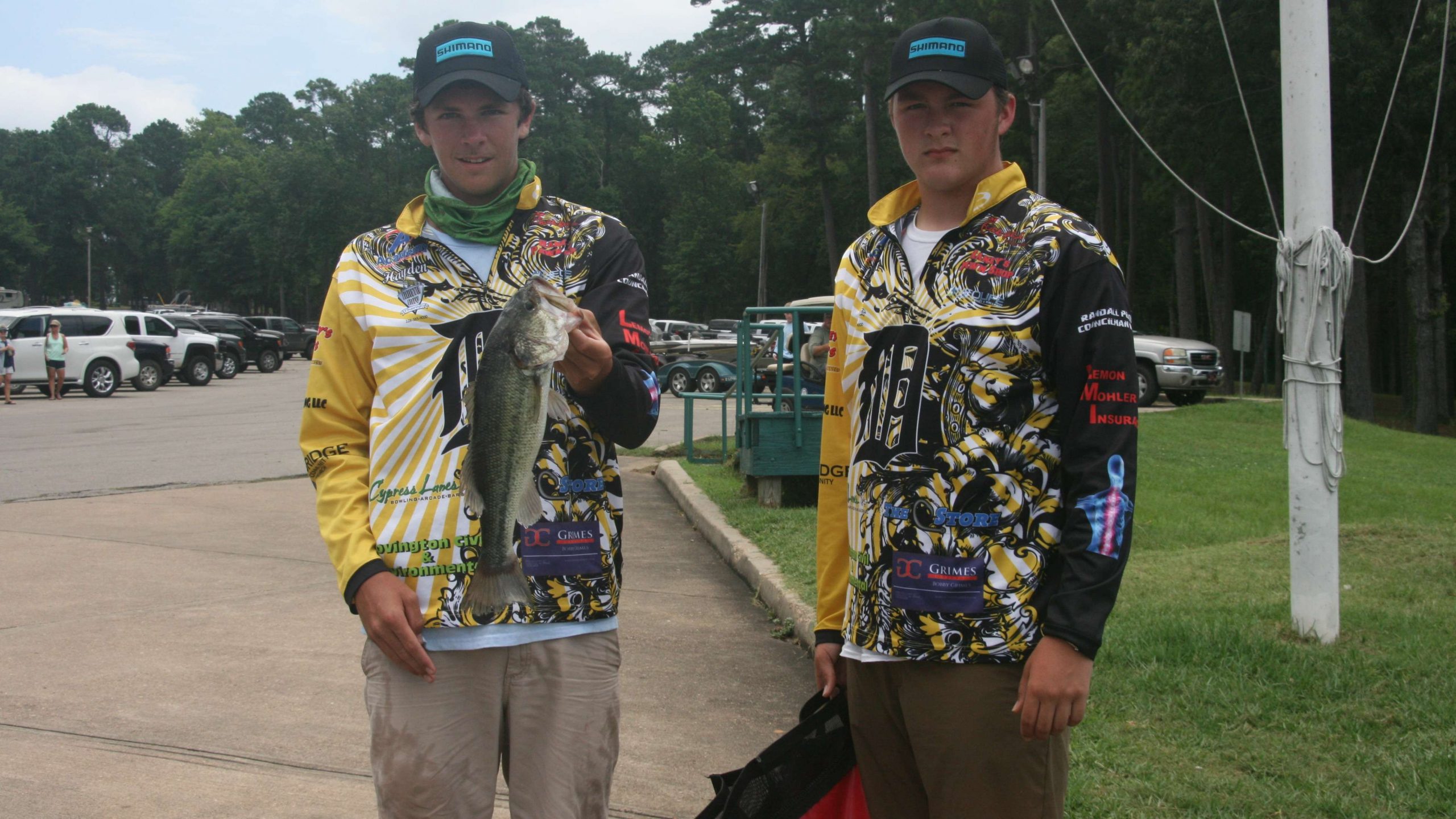 Daulton Waldrop and Hayden Jarrett of D'Iberville (Mississippi) High display their one fish that weighed 2-8.