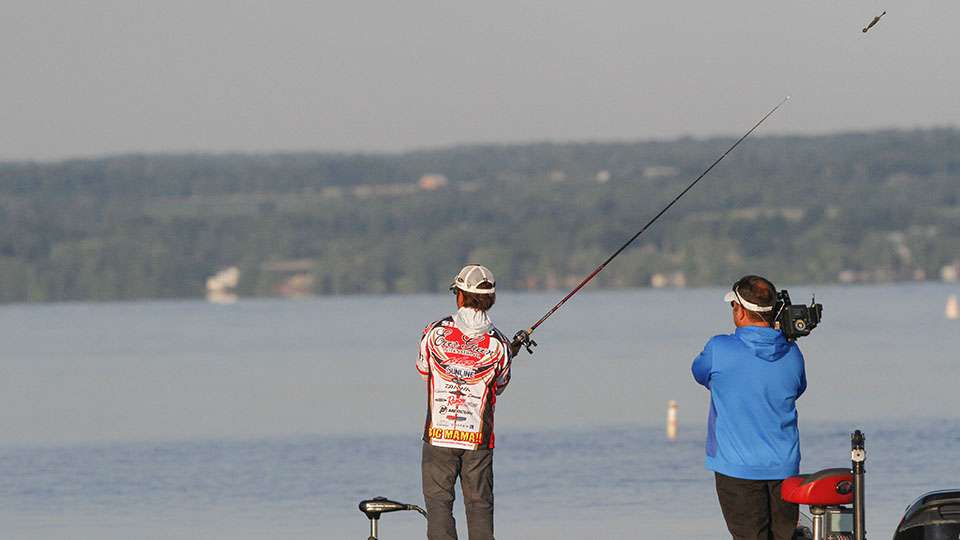Shimizu has worked with multiple baits this week, but a bladed jig has been big for him.