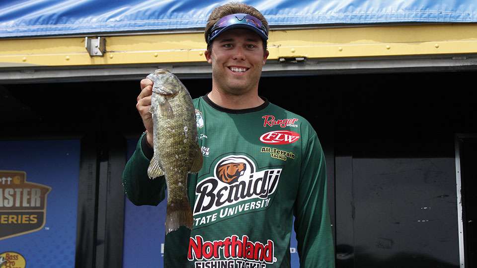Tyler Robinson and Austin Mau of Bemidji State brought the first smallmouth of the tournament to the scales (47th, 8-5)