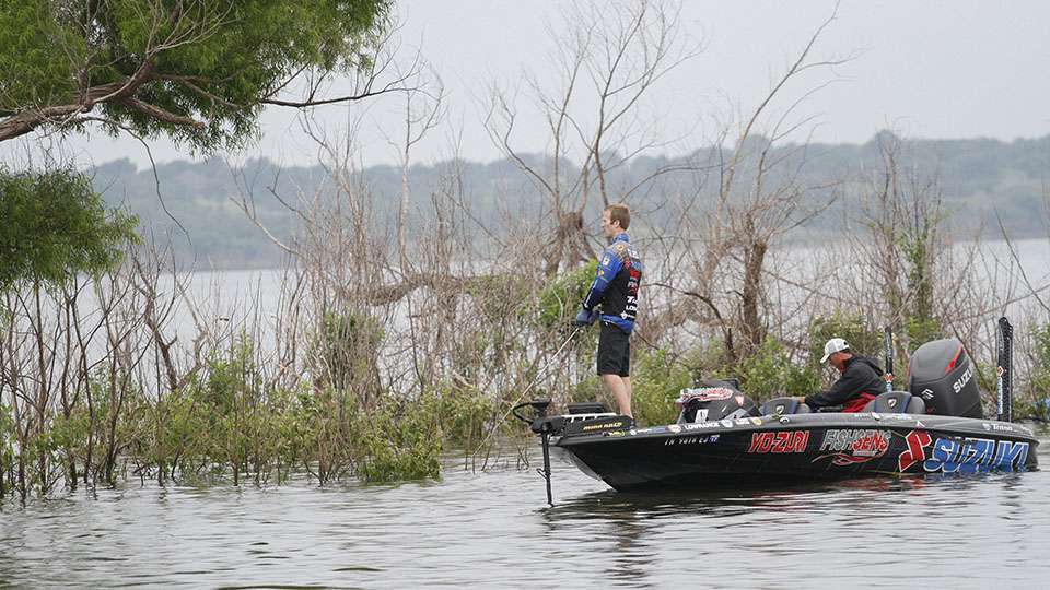 He didn't get a topwater bite all week at Texoma, but with the clouds and ensuing rain on Championship Sunday he decided to give it a try. After a couple three-pound bites he gained confidence and kept plugging away with his Yozuri topwater.
