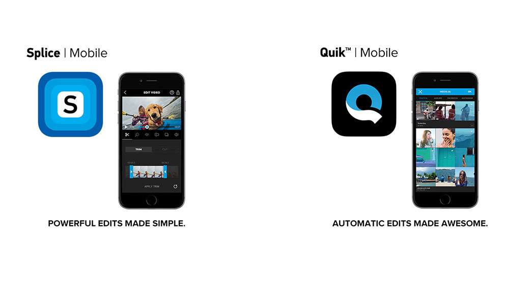 <p>
<p>
GoPro Quik and Splice Software</p>
<p>GoPro is excited to present the new mobile creative suite of Quik and Splice, the merger of these solutions into the GoPro ecosystem. Quik, the fastest and easiest way to create awesome videos from your GoPro or smartphone footage, offers automated simplicity, while Splice brings desktop editing software power that is perfected for your mobile device or tablet. No matter your skill level, Quik and Splice enable you to edit like a pro.
