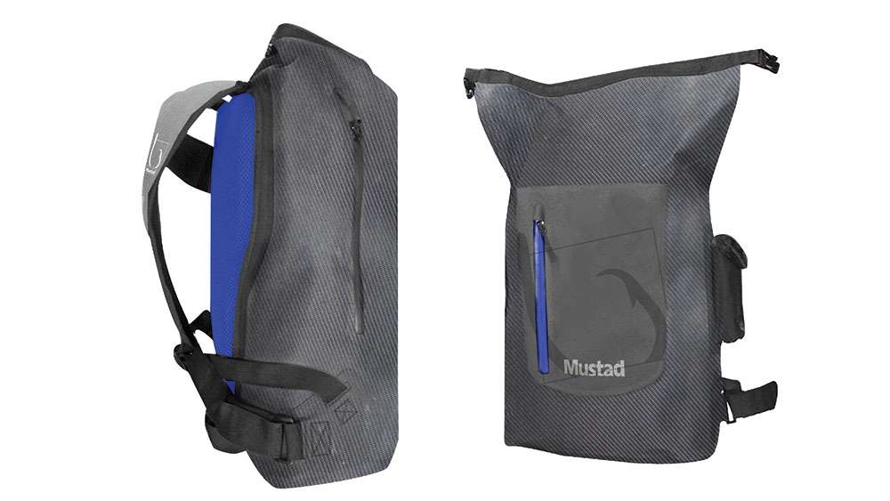 <p>
<p>
Mustad Dry Backpack </p>
<p>This versatile soft backpack features a watertight roll top compartment that is also accessible from the side via a heavy duty waterproof zipper, and also comes with a separate outside dry zipper pouch. The Dry Duffel Bag is fitted with attractive blue padded backpack straps and a convenient carry handle.
