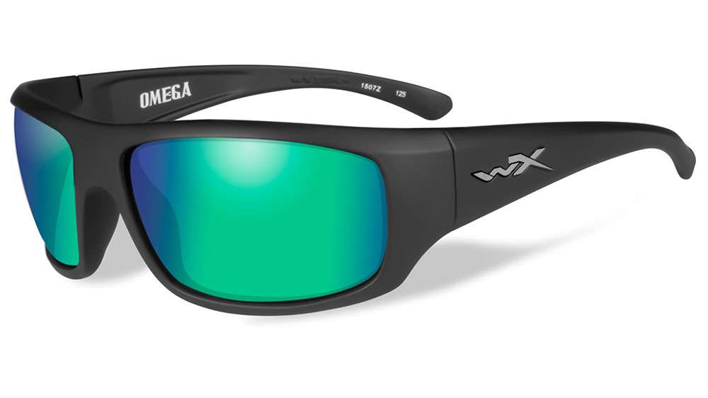 <p>
<p>
Wiley X Omega</p>
<p>The WX OMEGA, part of Wiley Xâs Active Lifestyle Series incorporating a rubberized nose bridge and/or temple tips for non-slip grip no matter the conditions launched in January 2016. Pairing a Matte Black frame with their popular Filter 8TM Polarized Emerald Mirror (Amber) lenses, the WX OMEGA offers great style and of course protection to this Wiley X series. Like all Wiley X models, the WX OMEGA is ANSI Z87.1 safety rated for High Mass and High Velocity Protection, which in addition to offering a very high level of impact resistance also offers anti-scratch, anti-reflective and hydrophobic coatings for ultimate performance. Hard case, leash cord and cleaning cloth included (RX compatible). Size: Medium-Large. Limited Lifetime Warranty. MSRP: $130. 

