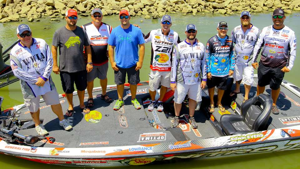 Edwin Evers hosted another Wounded Warriors in Action Foundation event yesterday on a private lake in Northeast Arkansas. 
