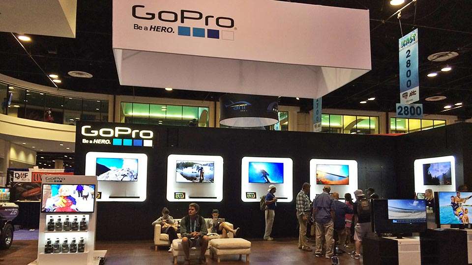 Speaking of art, and an inviting modern look, the GoPro booth might have been the shiniest star on the showroom floor. Heroics went in to designing and building it because it really is pretty as a picture.