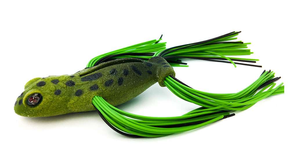 Doomsday D-Hop</p>

<p>The D-Hop 75 solves all topwater frog challenges, and it will never fill with water. It is rigged with a 6/0 Super Line EWG hook that will increase hook-up ratio by as much as 80 percent. When rigged with a single hook, it can slide up the line like your average worm, which does not allow the fish to have leverage to throw the bait when it jumps out of the water. The skirts can be removed and personalized to fit the anglersâ need. There is even a small hole in the back of the bait to add split shot or nail weights to adjust the angle that the bait floats on the surface.