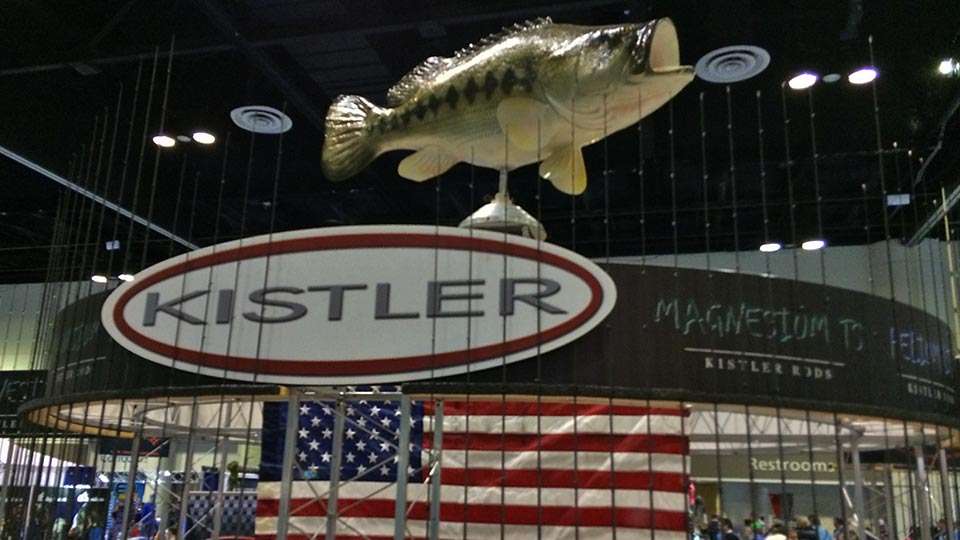 The biggest bass at ICAST had to be this one floating above the Kistler rods, which just introduced its Argon line.