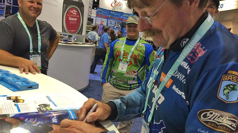 Shaw Grigsby is just around the corner already busy signing a ton of autographs. Those are his cheaters. At 60, he doesnât seem to be slowing down. Grigsby is always ready for âOne More Cast.â (See, thatâs clever, because the name of his popular fishing show is One More Cast)