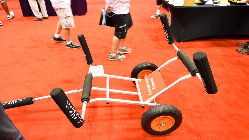 This interesting looking cart is for SUP boards- it can hold five of them at a time. 