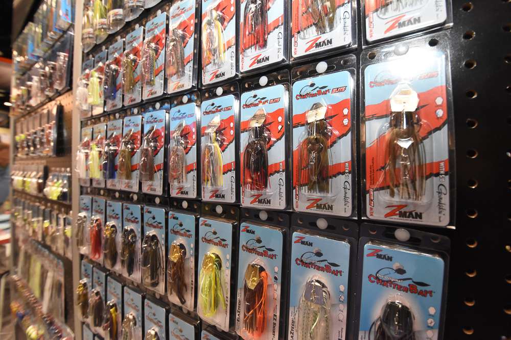 ZMan chatterbaits are organized and displayed to show off the full range of available colors.